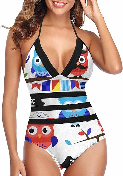 InterestPrint Traje de baño de una pieza con temática náutica, marinera y  pirata para mujer, con cuello en V : Ropa, Zapatos y Joyería - Amazon.com