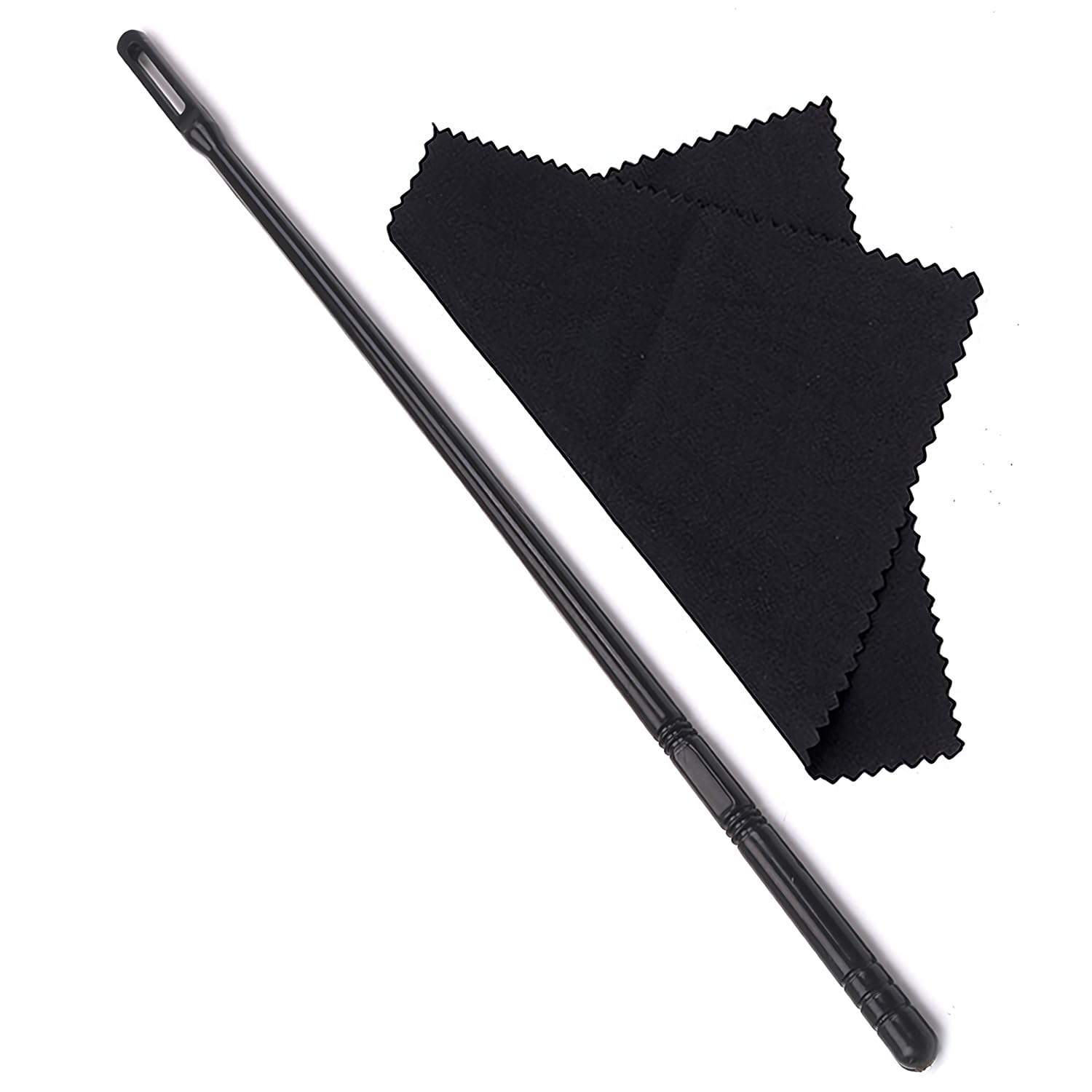 Flute Cleaning Kit Black Flute Cleaning Rod and Cloth Plastic for Flute Cleaning and Polishing