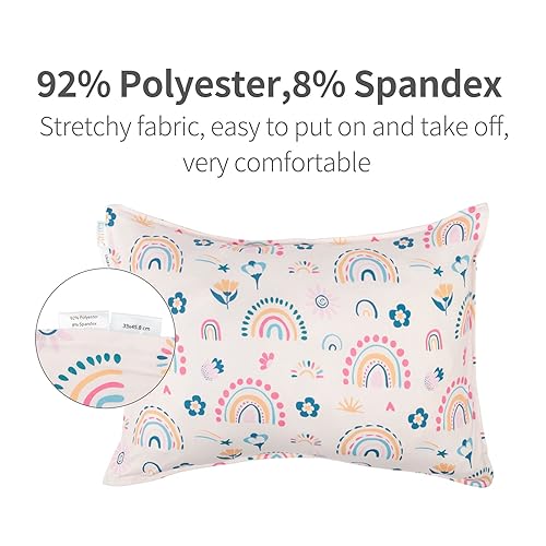 Miniatura 2 de ALVABABY Toddler Pillowcases Stretchy Soft Kids Pillow Cover 2 Pack Fit 13"x 18" or 12"x18" Envelope for Girl Boy Sleepy Travel