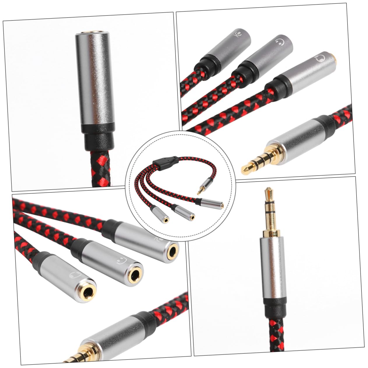 3pezzi Splitter Audio y Per Cuffie Adattatore Jack Mic e Uscite Stereo Estensione Per Smartphone Tablet e Sonora e Portabilità