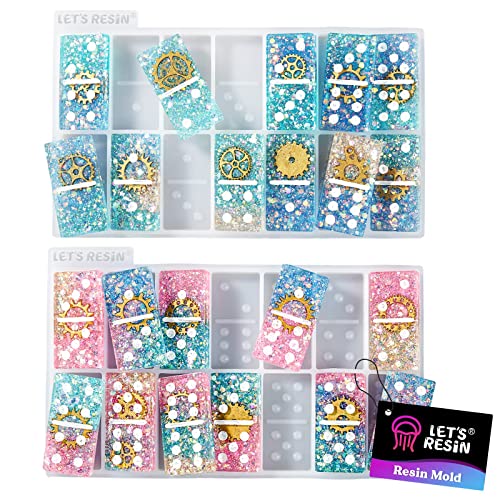 LETS RESIN Resin Molds Double 6 Domino Epoxy Mold Standard Size Glossy Molds for Resin Casting Silicone Molds for Epoxy Resin UV Resina Shiny & No Scratches & Durable