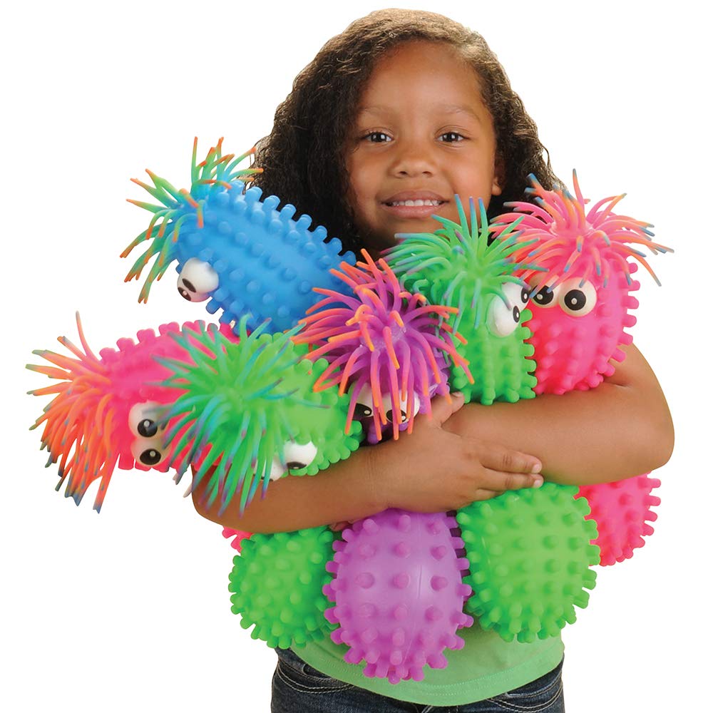 Constructive Playthings Knobby Puffer Squeeze Toys, Assorted Colors (Set of 6)