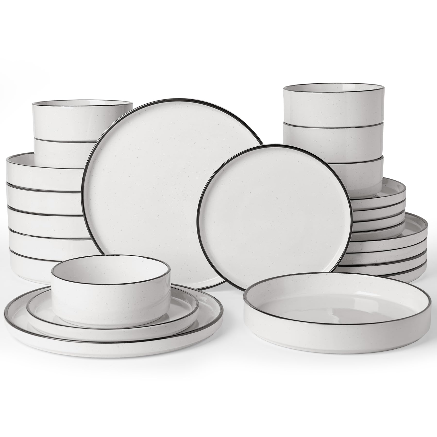 Famiware Nebula 24-Piece Stoneware Dinnerware Set with Pasta Bowls