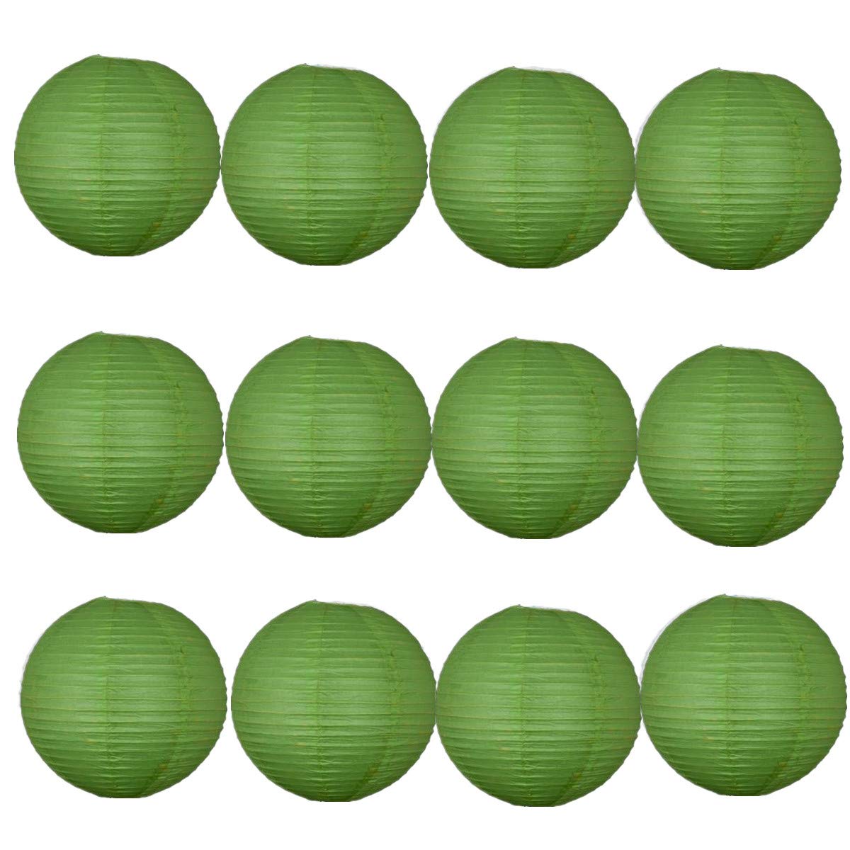A Liittle Tree -12 PCs Round Paper Lanterns Wedding Party Christmas New Year (Green, 12")
