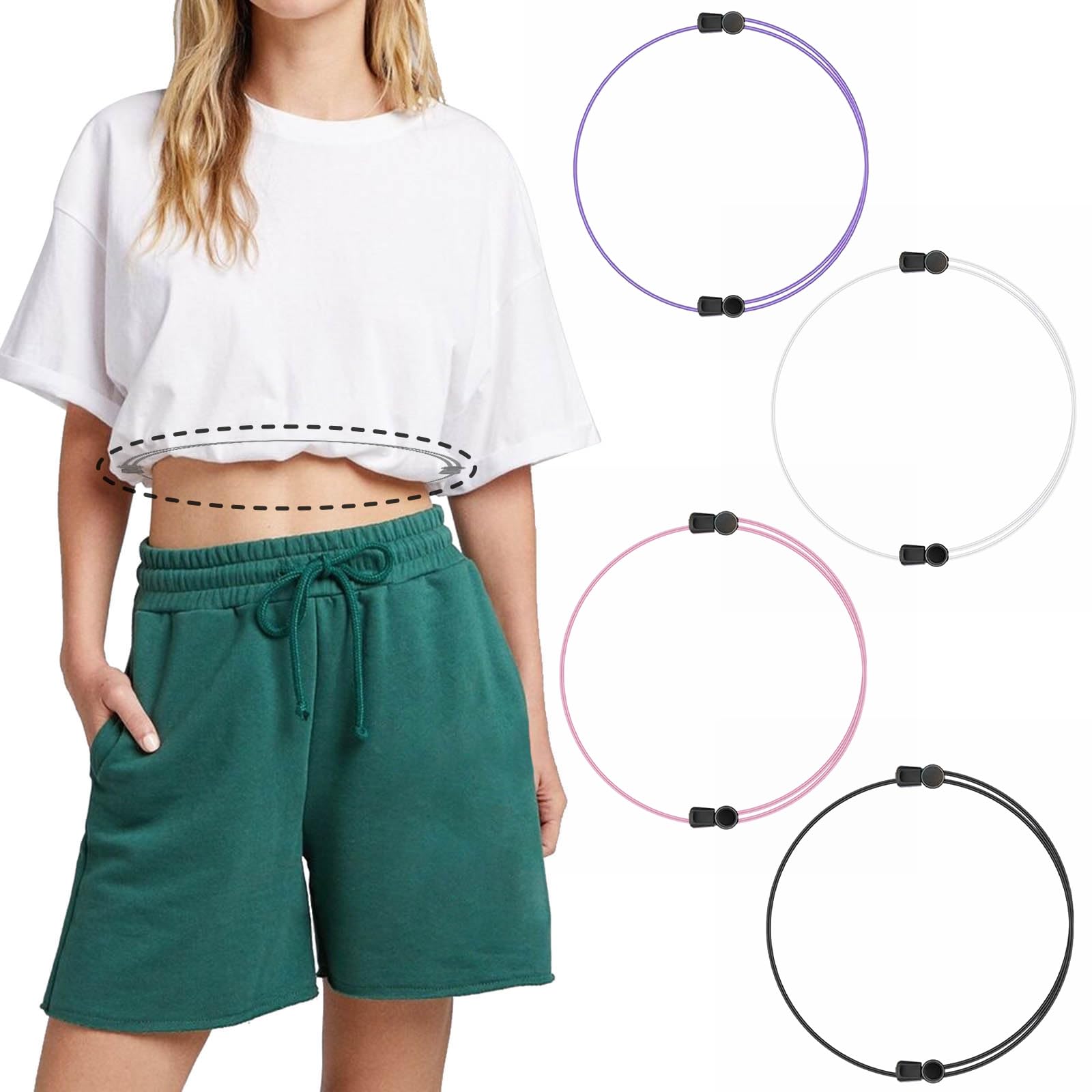 YXYDUMYXYDUM Tuck Band Adjustable Crop Band, Tuck Band Tool for Sweater,Elastic Band for Shirt, 4pc-a