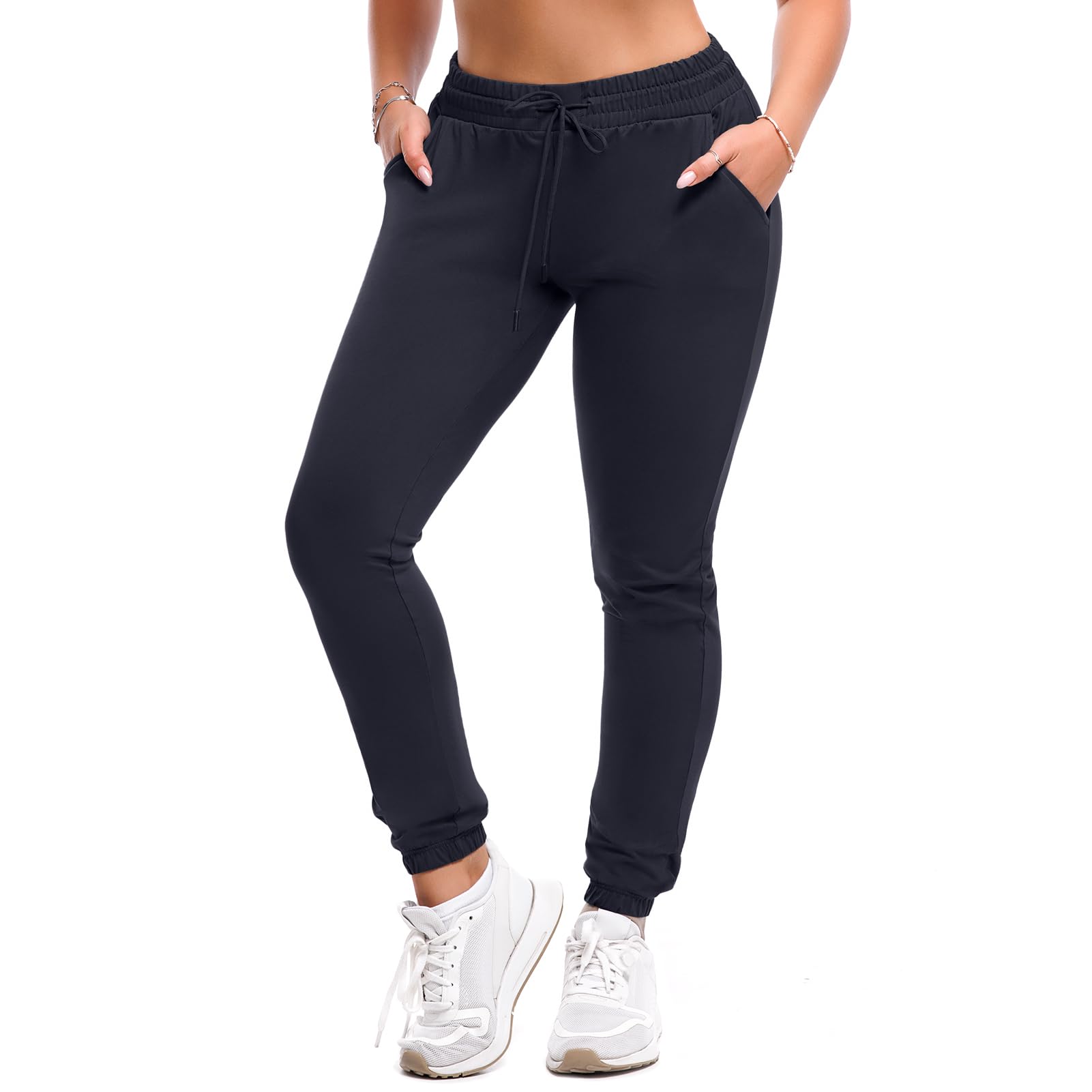 SINOPHANT Joggers for Women with Pockets Drawstring Sweatpants for Lounge Gym Yoga Navy L
