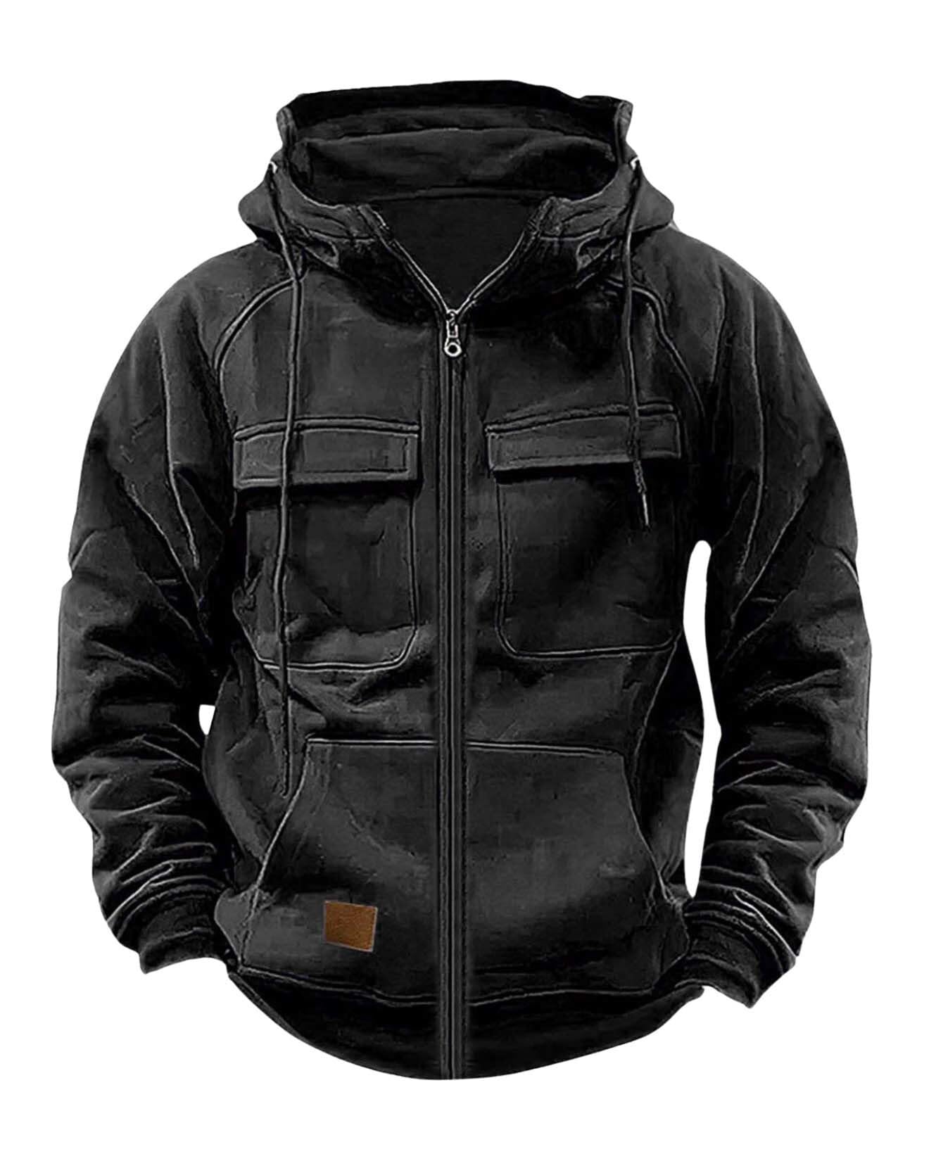 Mens Hooded Full Zip Long Sleeve Sport Perfect Outdoor Winter Jacket With Pockets Enjoy Comfort And Style