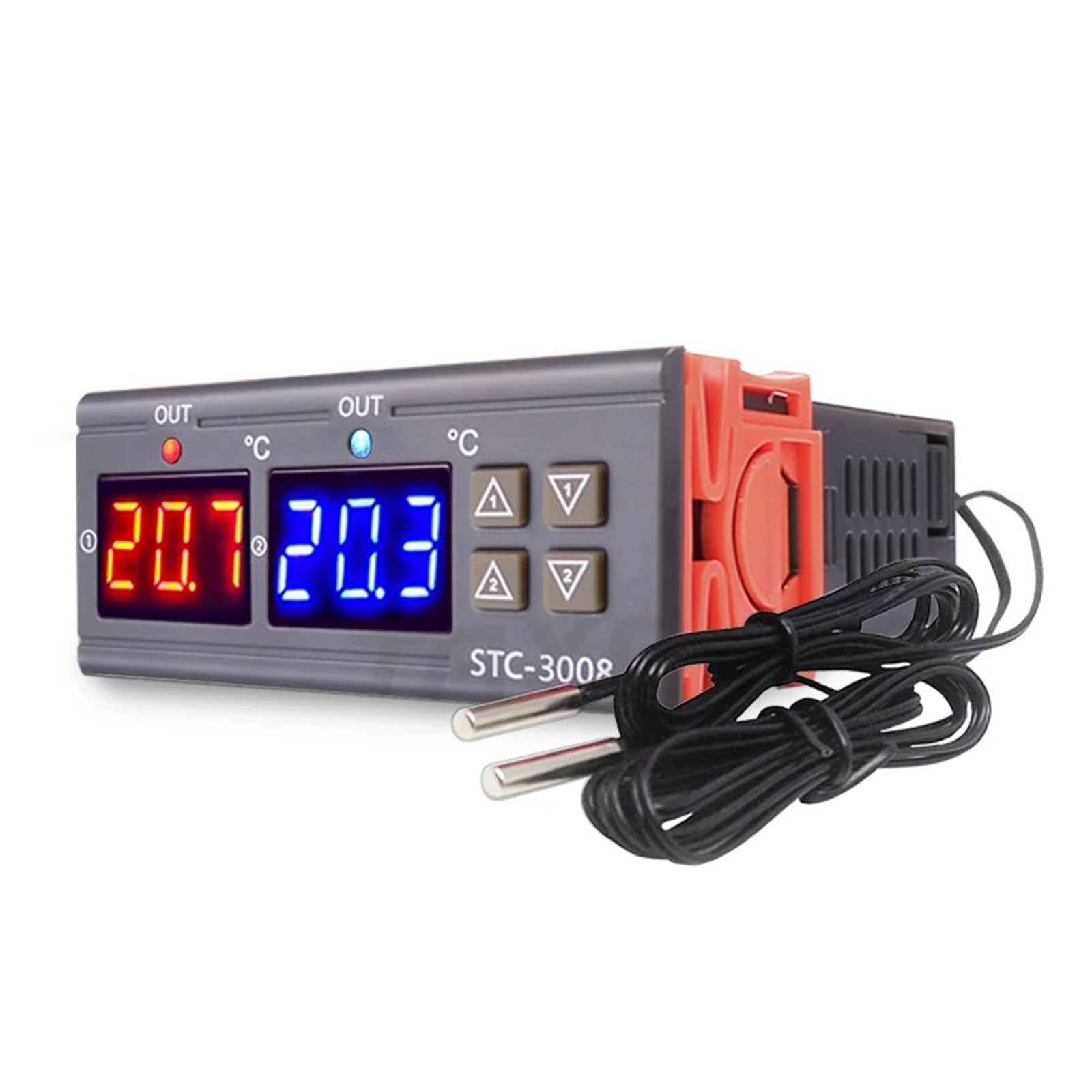 temperaturregler STC-3008 Dual Digital Thermostat Temperatur Controller Inkubator Zwei Relais Ausgang Temperaturregler Heizung Kühler 12V 24V 220V(12V)