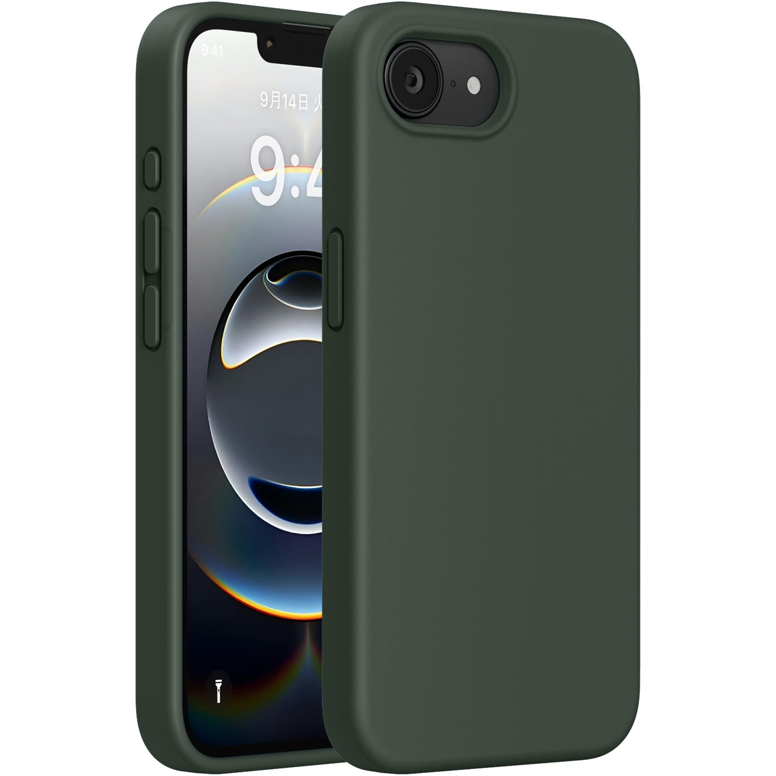 miracase Compatible with iPhone 16e Case/iPhone 17e Case, [Soft Anti-Scratch Microfiber Lining], Liquid Silicone Shockproof Drop Protection Phone Case for iPhone 16e/17e, Dark Green