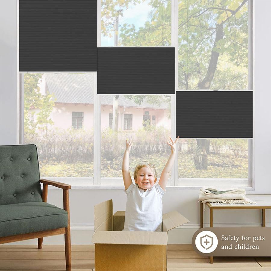 A Fully-encompassing, Cordless, top-Down/Bottom-up Cellular Shade Curtain, Suitable for Indoor Blinds.Window Blinds Blackout