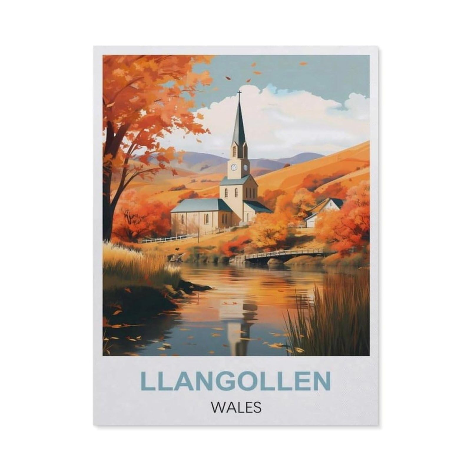 Funny Metal Tin Signs，Llangollen Wales(15x30cm）