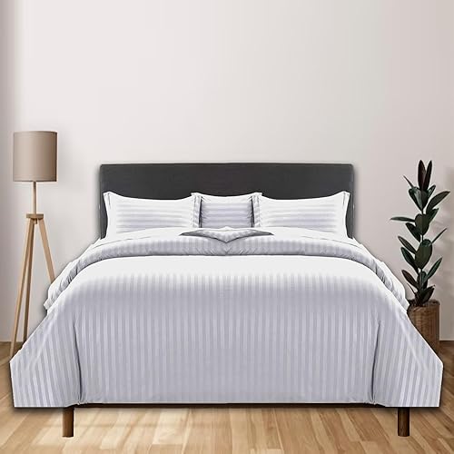 Juego de funda de duvet de algodón egipcio ultrasuave de 800 hilos, 3 piezas, cierre oculto y lazos esquineros, duradero y resistente a la