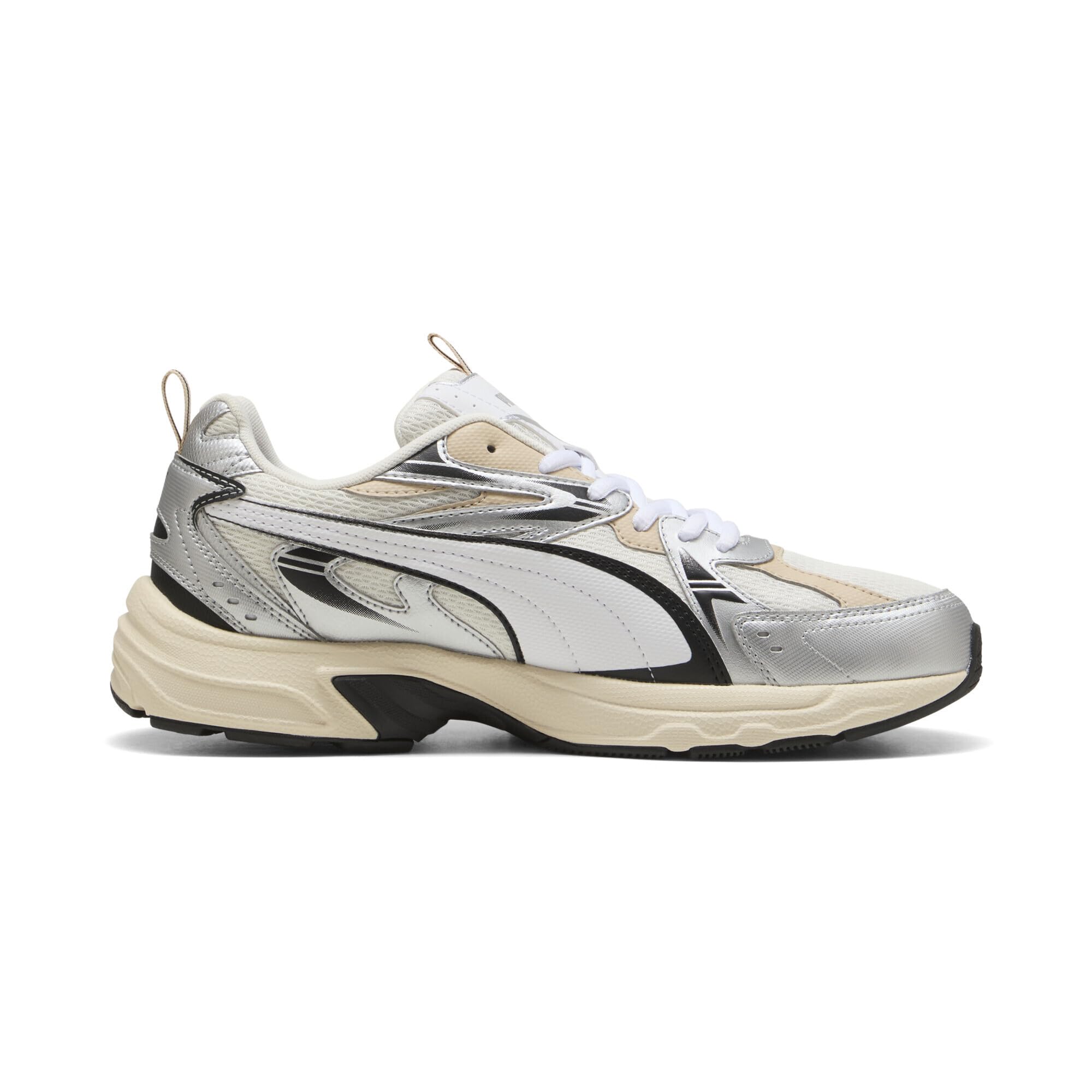 PUMA Milenio tech_ Unisex Yetişkin Spor Ayakkabı Warm White-White-PUMA Silver 44.5