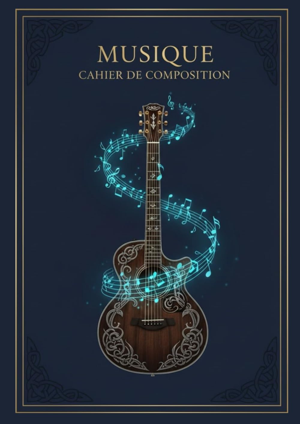 CAHIER DE MUSIQUE POUR GUITARE. 100 pages de Tablatures vierges. Format A4. 14 portées par page.