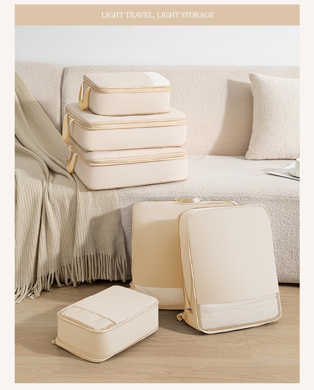 Organizer per valigie a compressione, 3 pezzi, da viaggio, espandibile, ultraleggero, impermeabile, a forma di cubo per vestiti, da viaggio, per bagagli, zaino