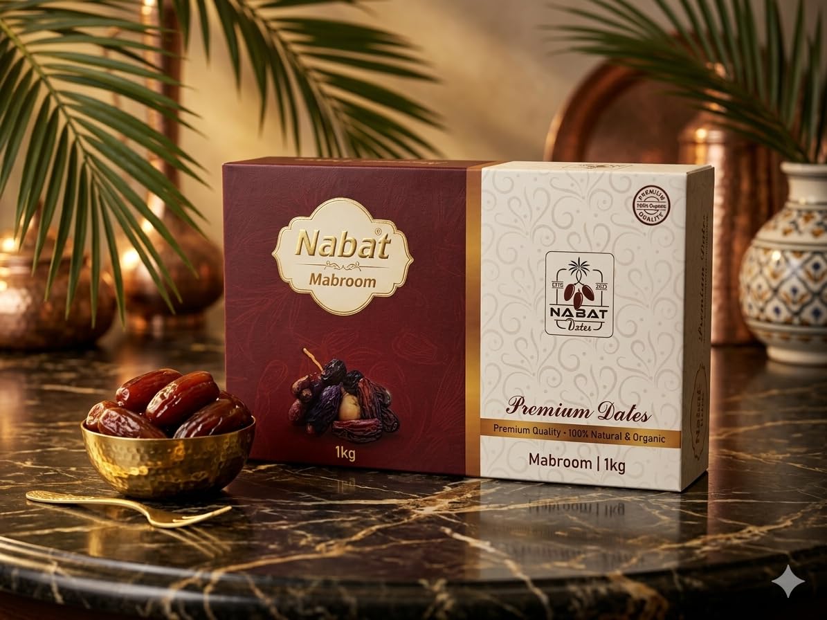 Nabat Premium Mabroom Dates | Imported Saudi Arabian Mabroom Khajoor | Naturally Sweet, Fiber Rich & Energy Boosting | Fresh, Hygienically Packed Dry Dates for Healthy Snacking (250g/500g/1kg) (1 KG)-image-6