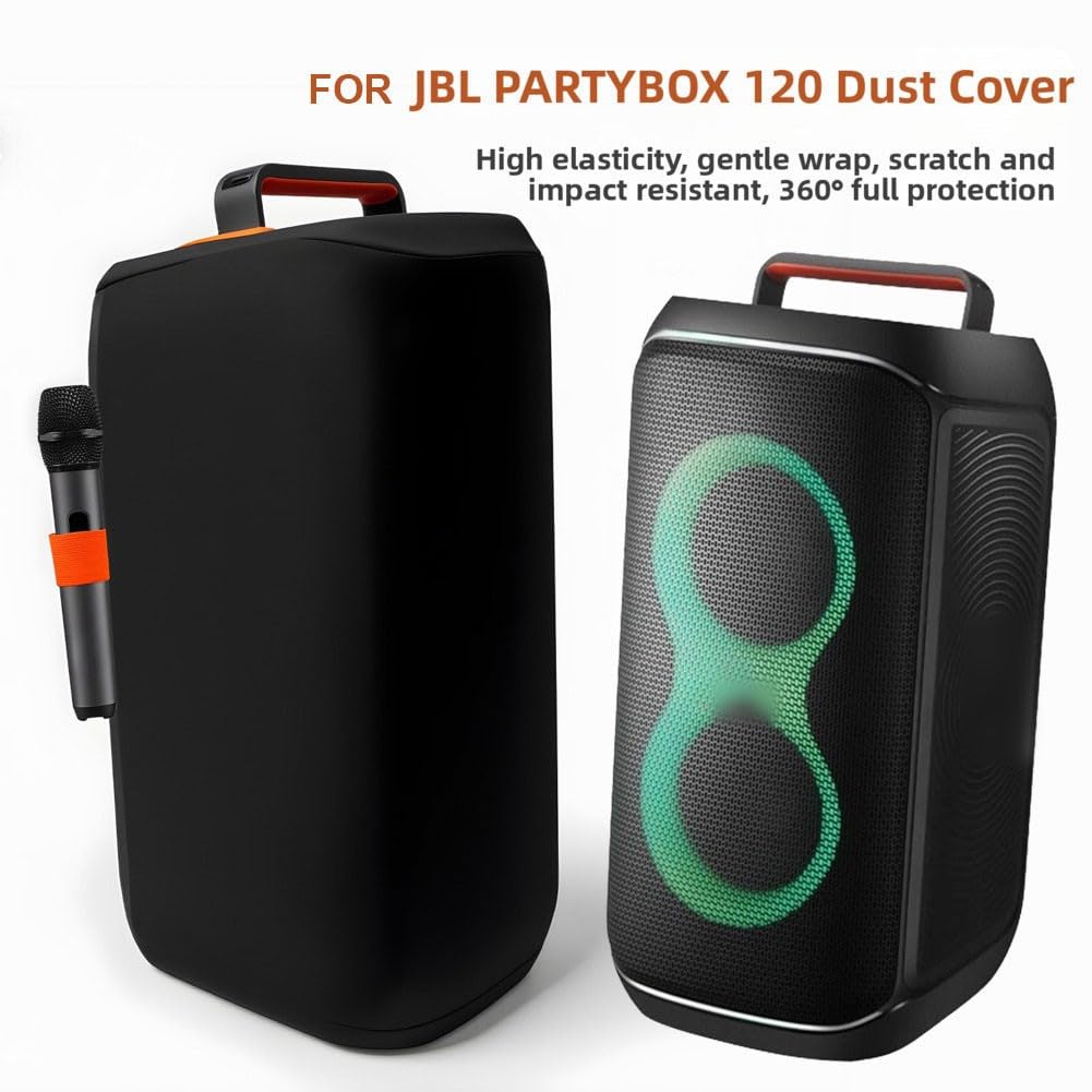 Lautsprecherabdeckung Schutzhülle Staubschutz für JBL PartyBox 110 120 mit Mikrofonständer Halter Schwarz