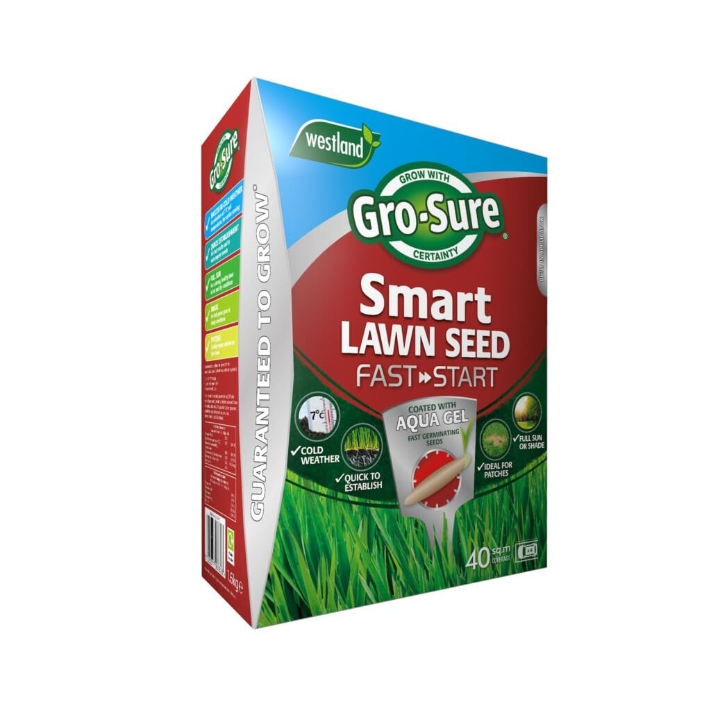 Gro-Sure Smart Lawn Seed Fast Start 40m² Box, Grass Seed for Lawn Repair & New Lawns