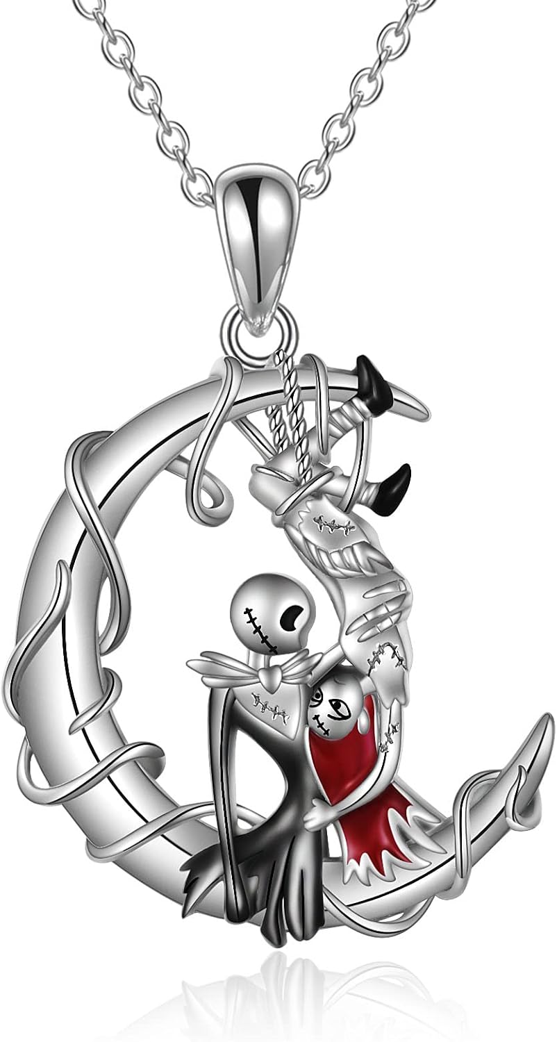 Sterling Silver Jack And Sally Couple Necklace Sterling Silver