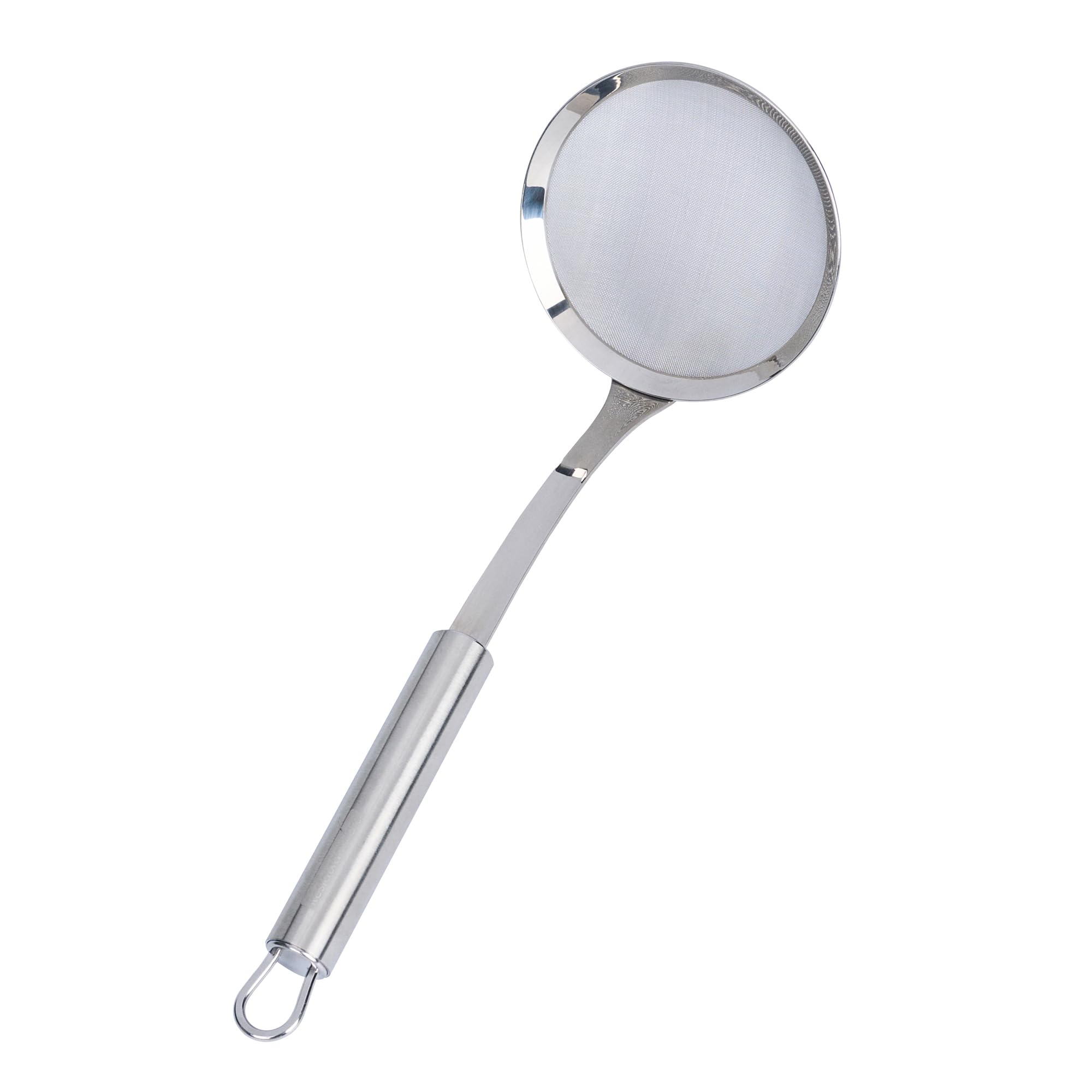 Restaurantware - Tamiz de malla estándar alemán de 3.9 pulgadas, 1 colador de malla fina con asa, tamiz ultra duradero, apto para lavavajillas, colador de alimentos de acero inoxidable, para arroz,