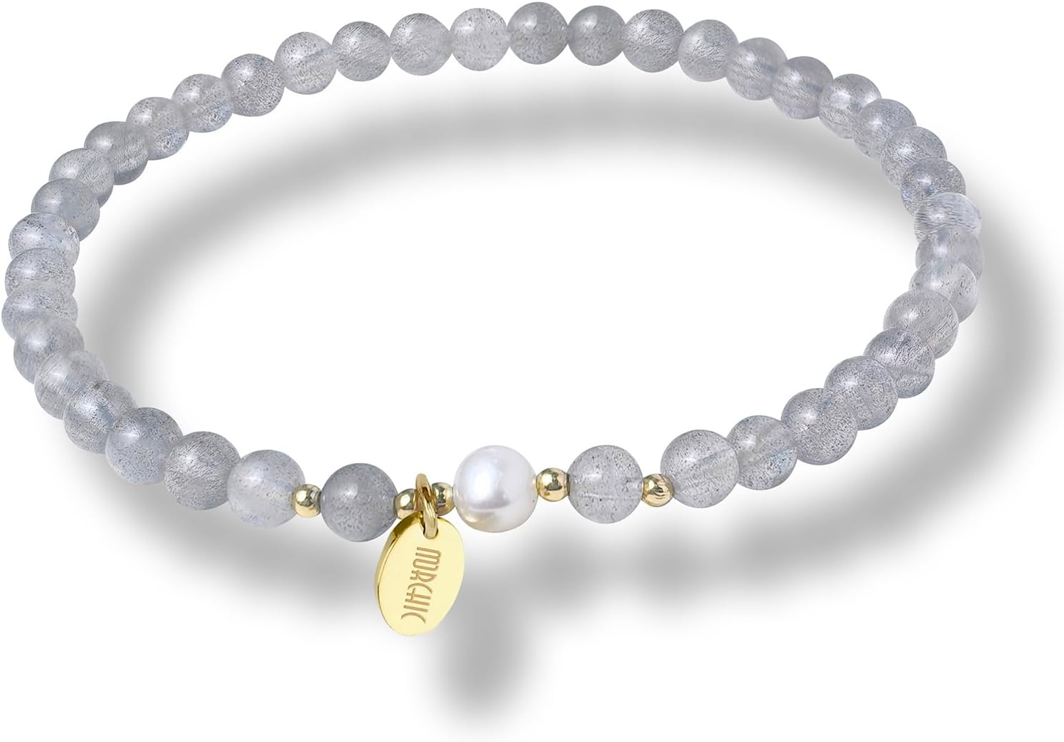 Morchic 4mm Natural Gemstone Beads Stretch Bracelet for Women, With Freshwater Pearls, Energy Gem Birthday Gift for Her 7.2”