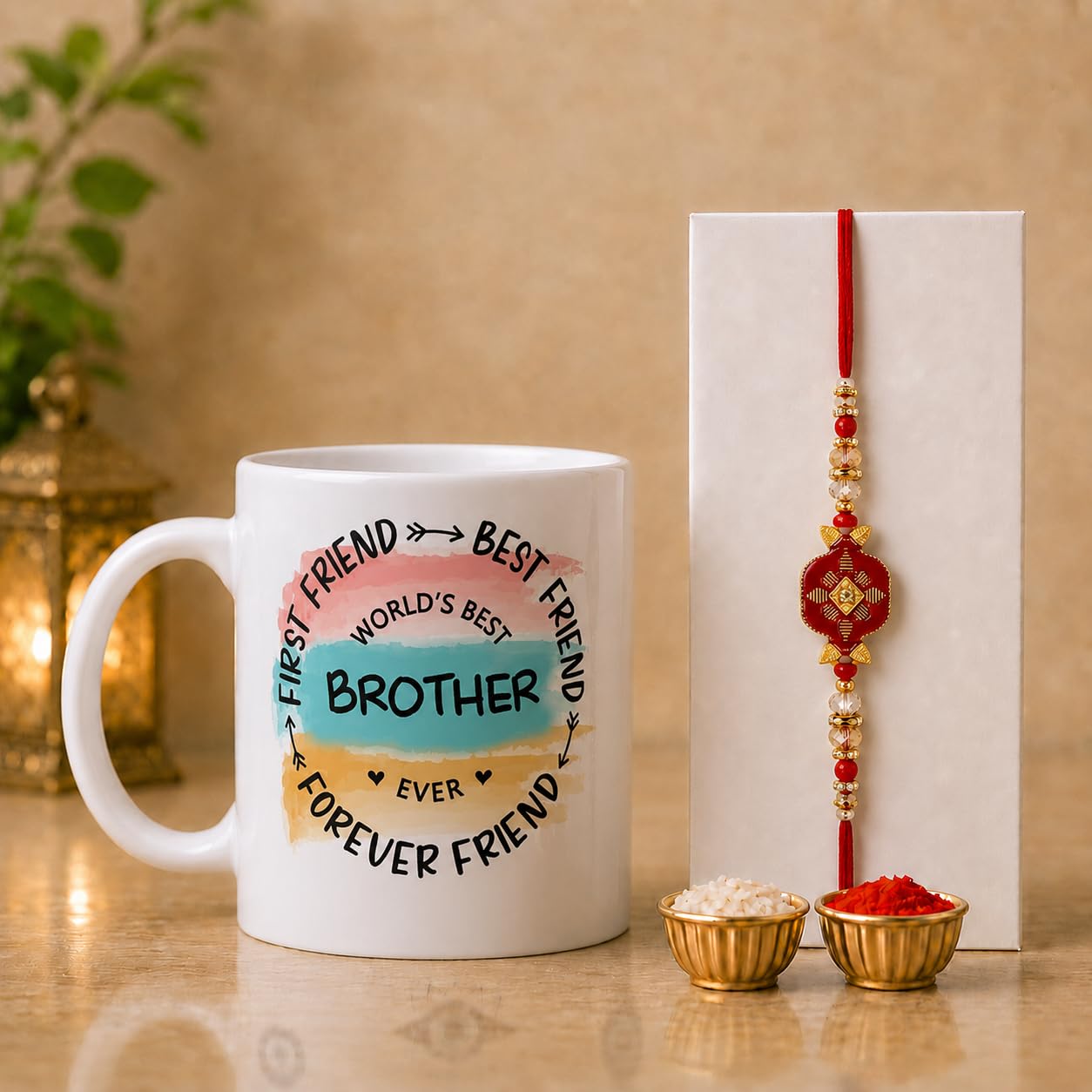 EXPLEASIA Rakhi with Beautiful Ceramic Mug for borthers Rakshbandhan Special Rakhi Gifts (MugCombo-24)