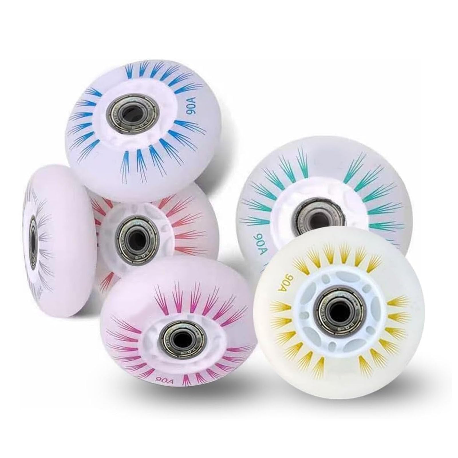 LED-Leuchträder für Inlineskates mit magnetischem Kern und Lagern, für den Innen- und Außenbereich 90A Lumineszenz Rollschuhräder, 8er-Pack (Grün, 90 mm)