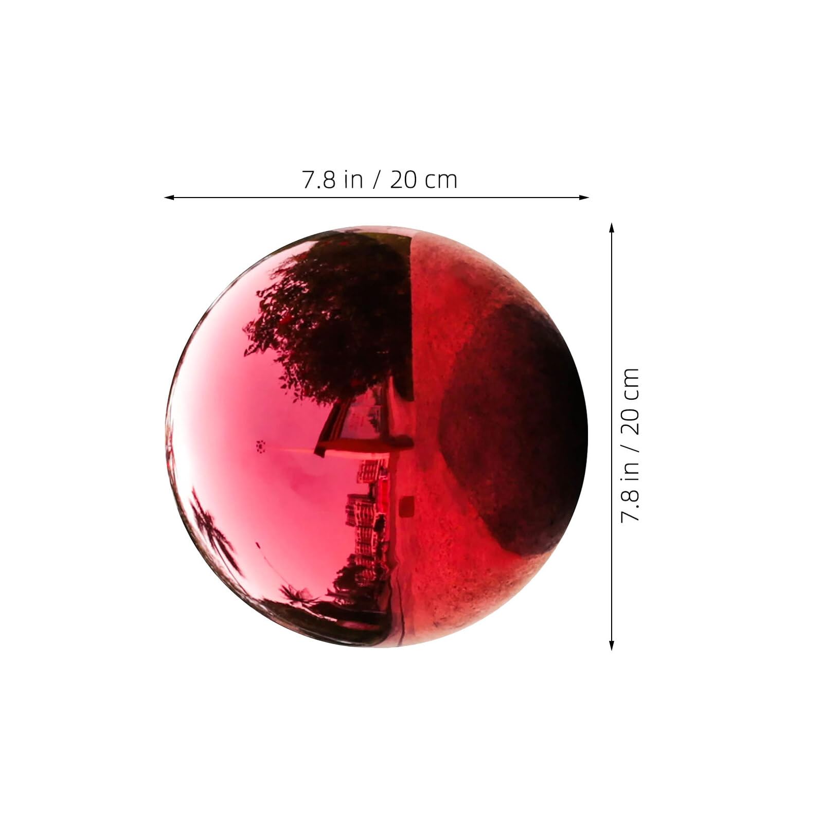 Boule Miroir Décorative Rouge Acier Inoxydable Poli Sphère Réfléchissante pour Jardin Terrasse Piscine et Décoration Extérieure