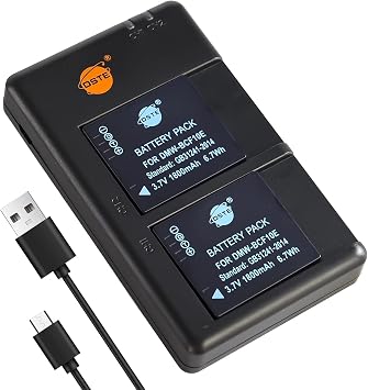 DSTE 2X DMW-BCF10 Battery + Rapid Dual Charger for Panasonic Lumix DMC-F2 FT3 FT4 FX68 FX700 FX75