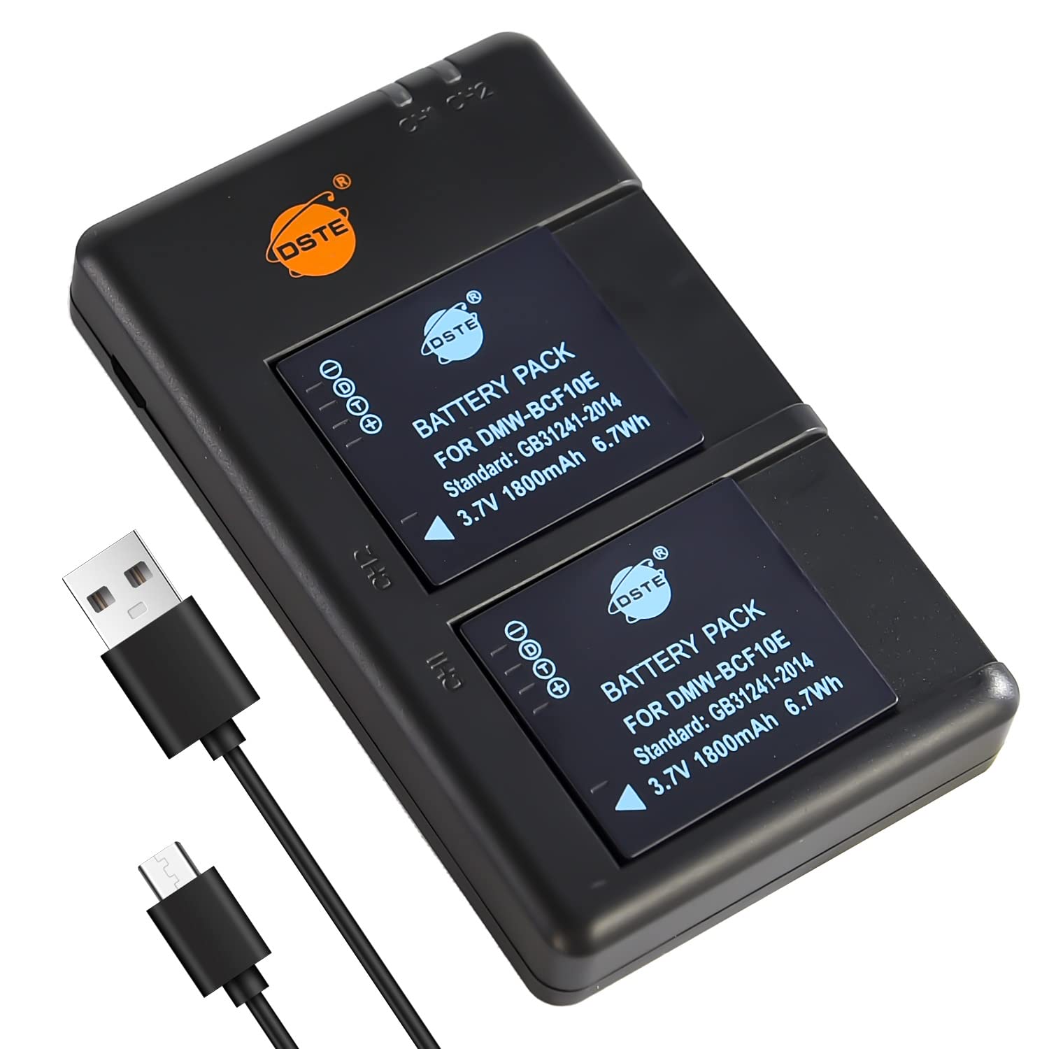 Caricabatteria USB per Panasonic DMW-BCF10 Lumix DMC-FS10 FS11 FX25 FX40 FX48 FX65 FX66 FX550 F2 F3 FH1 FH20 FP8 FT1 FT2 TS1  44