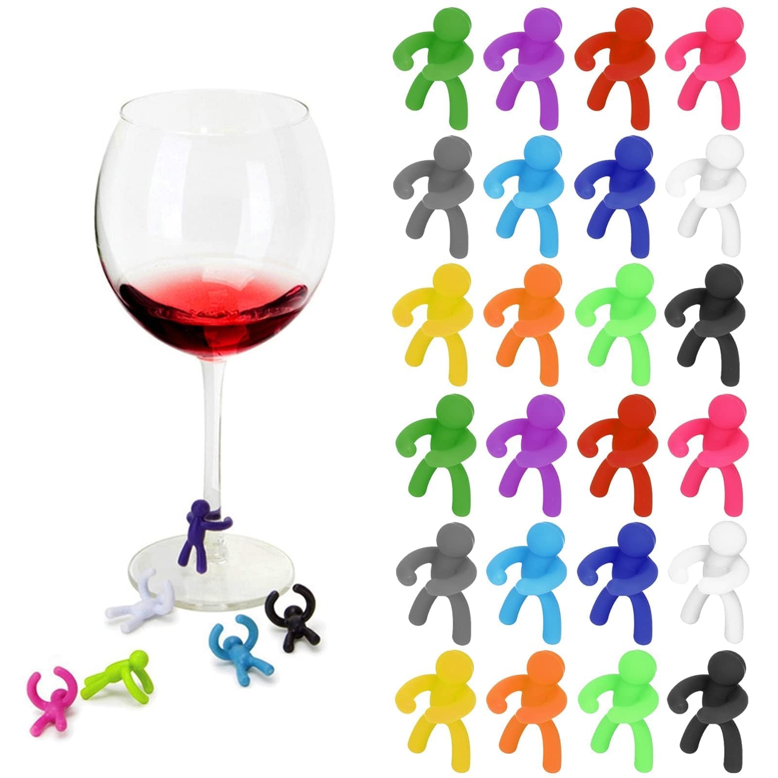 Set di marcatori per bicchieri da vino per feste, identificatori di bevande in vetro riutilizzabili in silicone Marcatori per cartellini per flauti di champagne Cocktail Martini