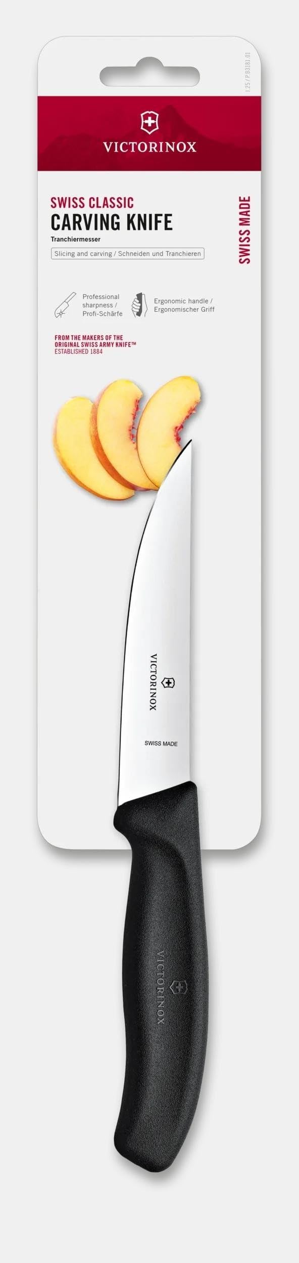Victorinox Swiss Classic nóż do krojenia mięsa, 12 cm, ergonomiczny uchwyt, wąskie ostrze, czarny