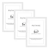 5x7 Oak Wood Picture Frame - Minimalist 5x7 Picture Frame, 5"x7" Frame Wood, Natural Solid Wooden Picture Frames for Wall Art Photo and Prints(3 Pack, White)