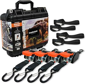 CargoBuckle Trailcase Deluxe Retractable Tie-Downs, 1 in x 6 Ft, 4-Pack Kit