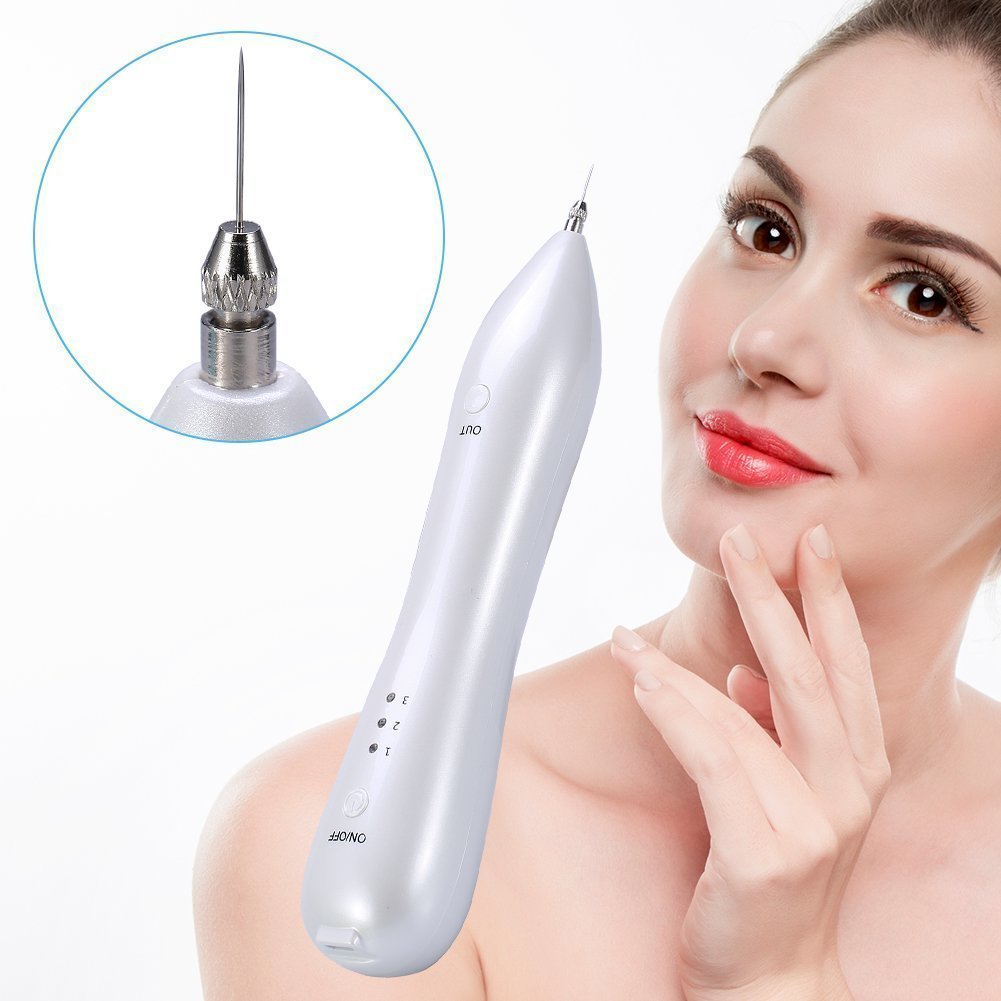 Professional mole spots removal machine, portable age-spots removal device with no skin-bleeding, for skin with mole spots, USB charging, white