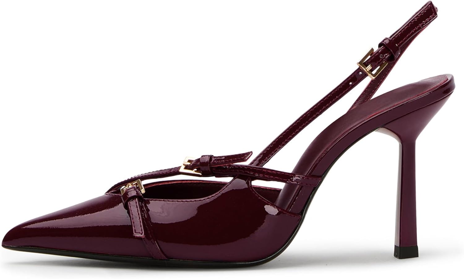 Slingback High Heels for Women Closed Pointed Toe Pumps with Buckle Strap Sexy Backless Stiletto Heeled Sandals Shoes