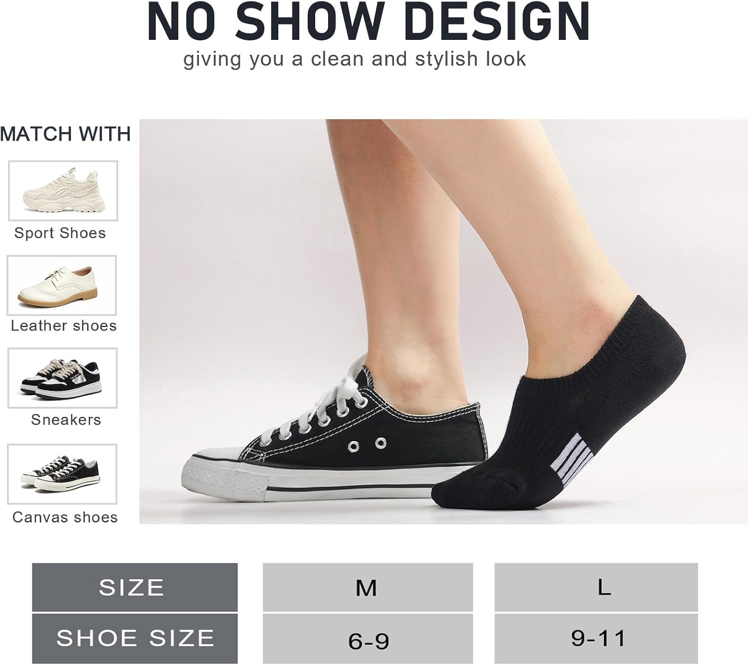 FAYBOX No Show Socks Womens Cushioned Low Cut Invisible Footies for Running Athletic Gym Ankle Socks 6 Pairs - Image 2