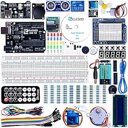 ELEGOO Conjunto Medio de Iniciación Compatible con Arduino IDE con Tutorial en Español, Relé de 5V, Modulo de Fuente de Alimentación, Servomotor, UNO R3 Placa de Desarrollo de Prototipos