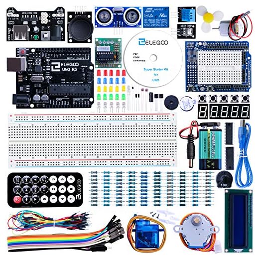 ELEGOO Conjunto Medio de Iniciación Compatible con Arduino IDE con Tutorial en Español y Conjunto de Relé de 5V, Modulo de Fuente de Alimentación, Servomotor, UNO R3 Placa de Desarrollo de Prototipos