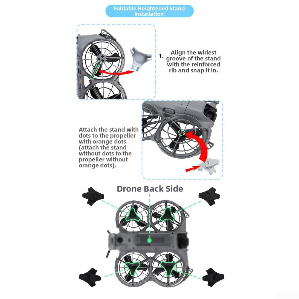 Eawfgtuw Kit di protezione per DJI NEO 2 con paraurti in PC, cover antigraffio e treppiedi pieghevoli per migliorare l'altezza, design leggero 10,5 x 5,5 x 4,2 cm (arancione)