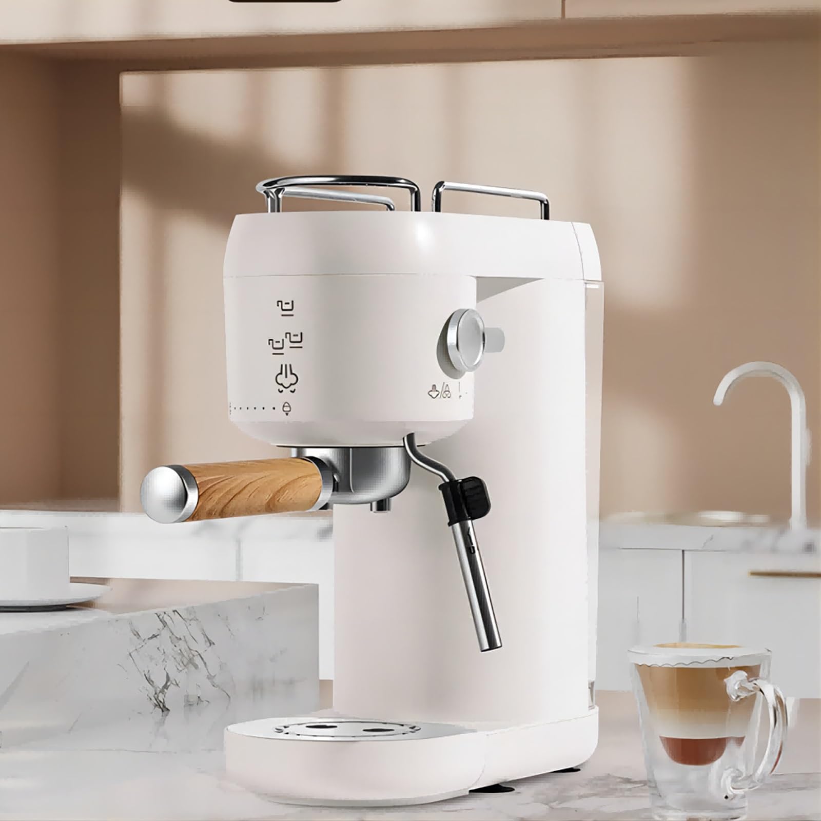 Ekspres do kawy, kompaktowy ekspres do kawy z ciśnieniem pompy 20 barów, różdżka parowa z pianki mlecznej do cappuccino, latte, macchiato, napojów w stylu baristy w domu