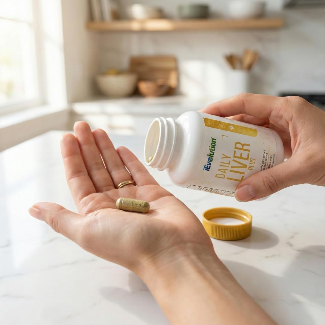Daily Liver Plus Liver | 60 Capsules Liver Cleanse Detox & Support Supplement with Milk Thistle, Dandelion, Turmeric, Artichoke for Enhanced Liver Health & Repair - Ideal for Daily Use