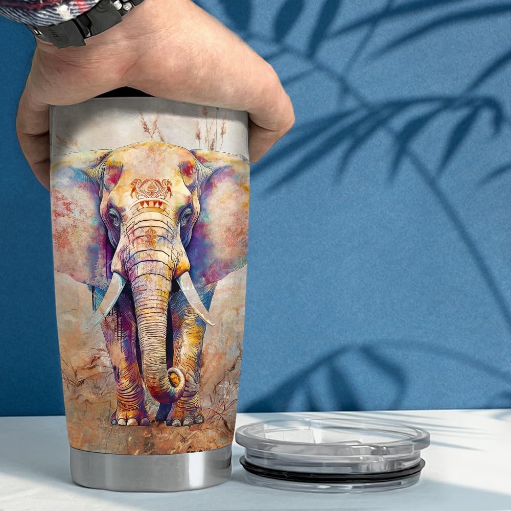 SANDJEST Personalized Elephant Tumbler Safari 20oz 30oz Tumblers with Lid Gift for Mommy Mama Mother Christmas Birthday Mothers Day - Image 5