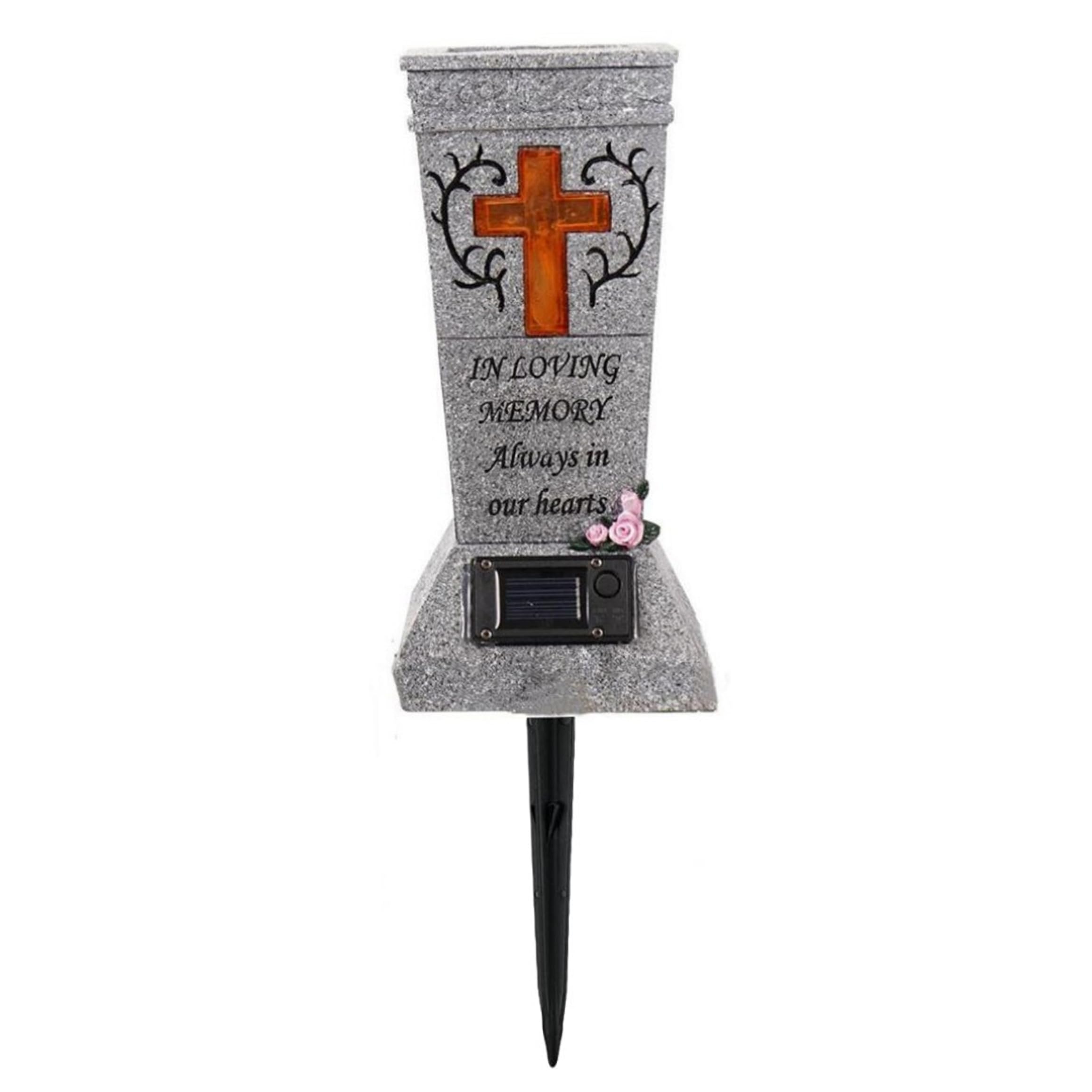 Vase de cimetière solaire étanche | Jardinière funéraire avec croix