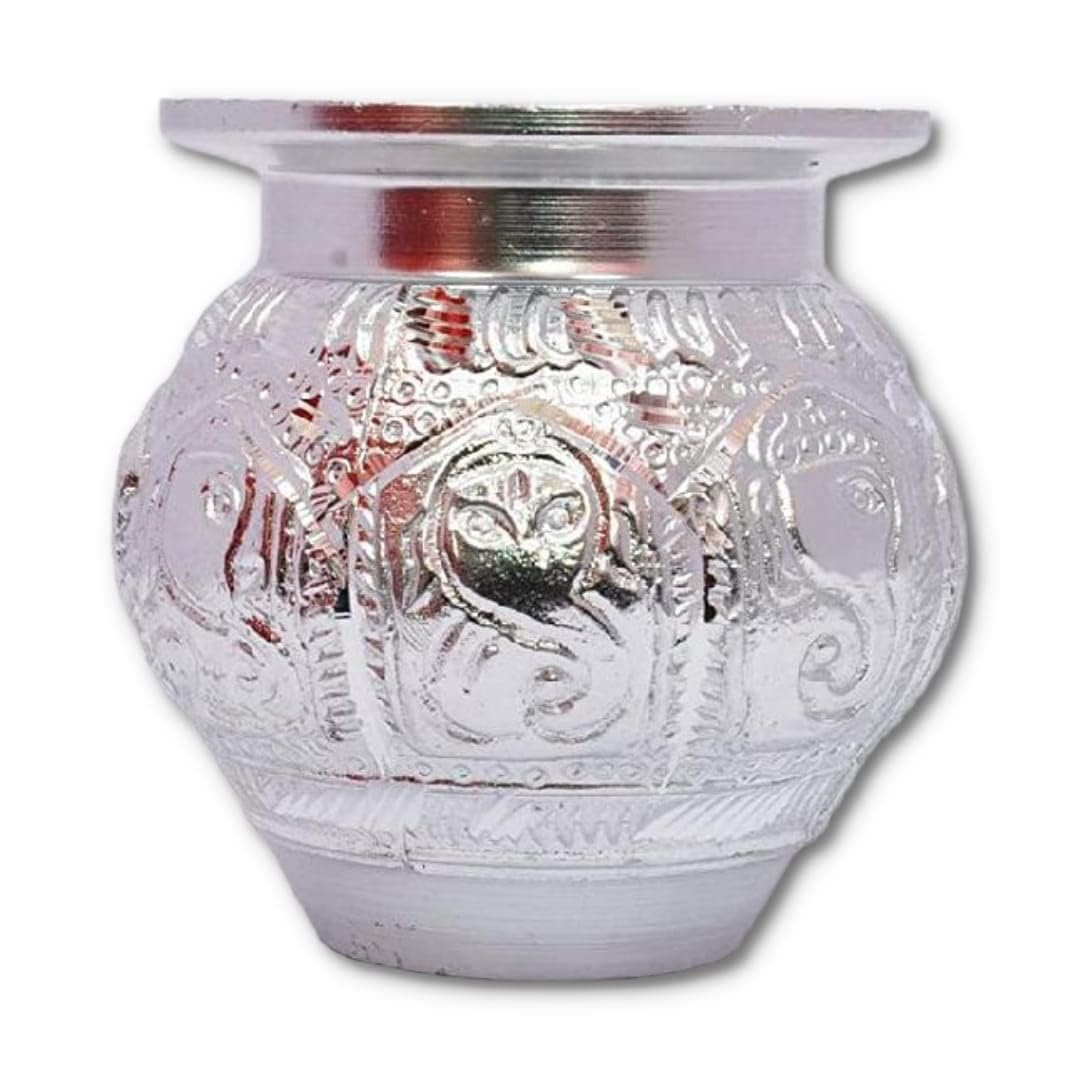 Aluminium Pooja Lota| Handicraft Lota | Home Decor Aluminium Kalash Color :- Silver Puja Lota for Aluminium Pooja Kalash/Lota Lota Karvachauth/Navratri(300 ml Small) (Silver) Diwali Dhanteras Puja