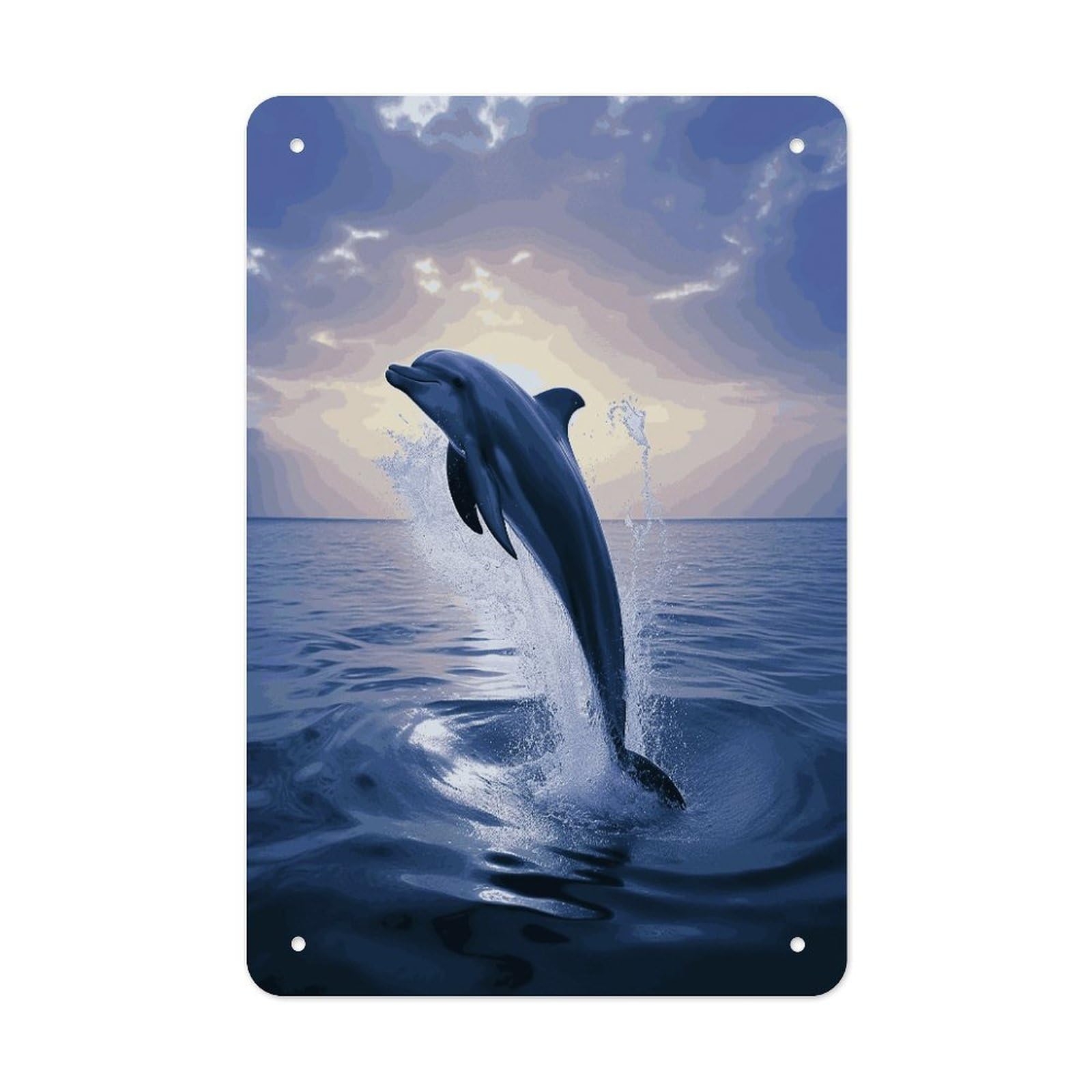 Elegant Dolphin Metal Tin Sign Wall Decor Funny Retro Sign Weatherproof Metal Wall Art for Indoor Or Outdoor Retro Tin Signs for Kitchen Office Home Bar Decor 11.8 X 7.9 Inch