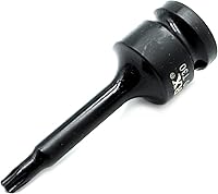 Vista 6 de TEMO T25 3 pulgadas de largo Torx Star 6 puntos Negro Impact Bit Socket Herramienta de reparación automática 1/2 pulgada Square Drive