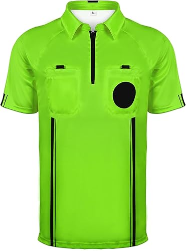 Camisa de árbitro para hombre, camiseta de árbitro de fútbol amarilloverde, camiseta oficial de árbitro de fútbol profesional para hombre con