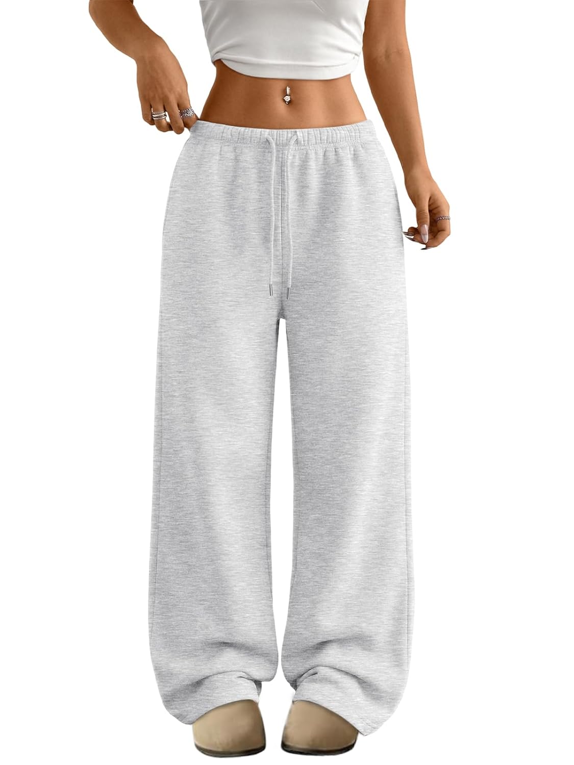 Trendy Queen Womens Wide Leg Sweatpants Baggy Drawstring Low Rise Lounge Pants 2025 Fall Joggers with Pockets