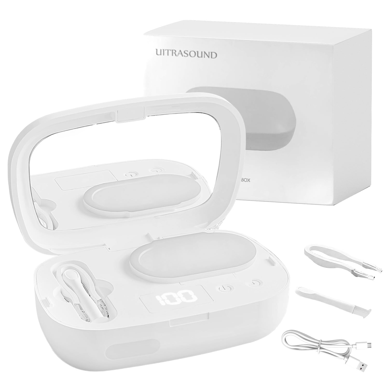 Macchina per la pulizia delle lenti a contatto portatile ad ultrasuoni Pulizia delle lenti a contatto con 4 modalità di temporizzazione Caricatore USB Fit Smaltimento Lente morbida Lente dura Lente a